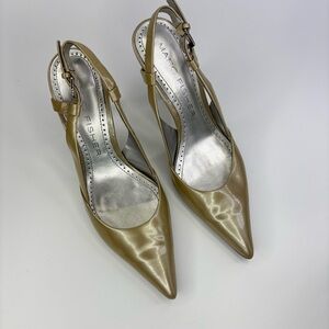 Marc Fisher Lalia Champagne Gold Stiletto Patent Leather Elegant Witchy Sz 6 S2‎